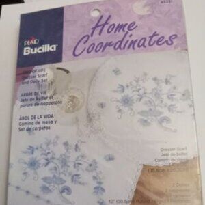 Buculla Tree of Life Dresser Scarf & Doily Stamped Cross stitch- Buy3 get1 Free